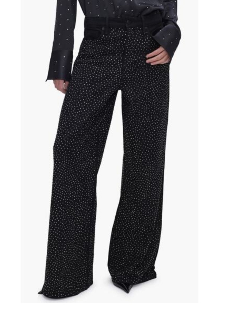 Good American Good Ease Rhinestone Wide Leg Pants Size 4